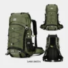 60L Large Capacity Waterproof Hiking Camping Backpack Dark Green