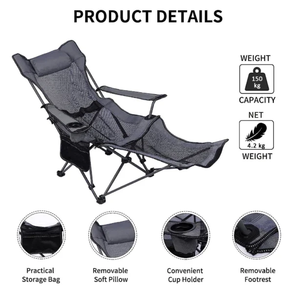 Portable Folding Recliner Lazy Chair Camping Chair